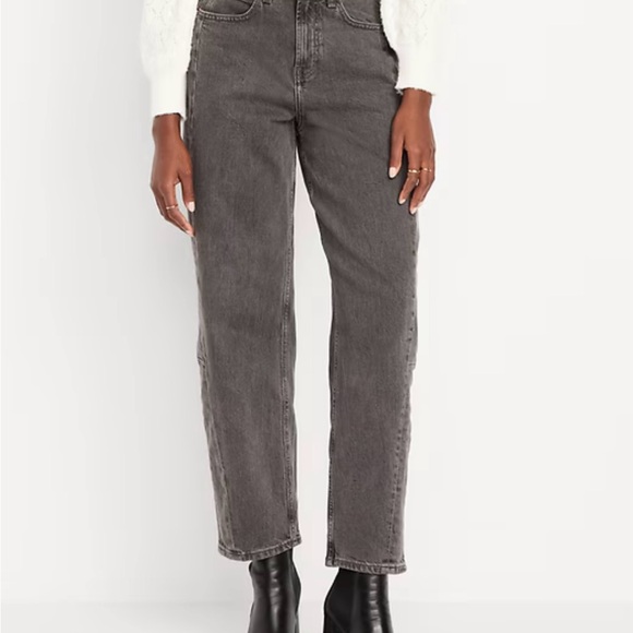 Old Navy Denim - Old Navy Charcoal/Black Barrel Jeans